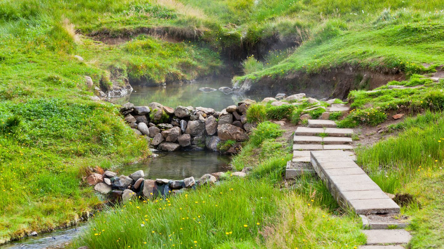 The Reykjadalur geothermal valley