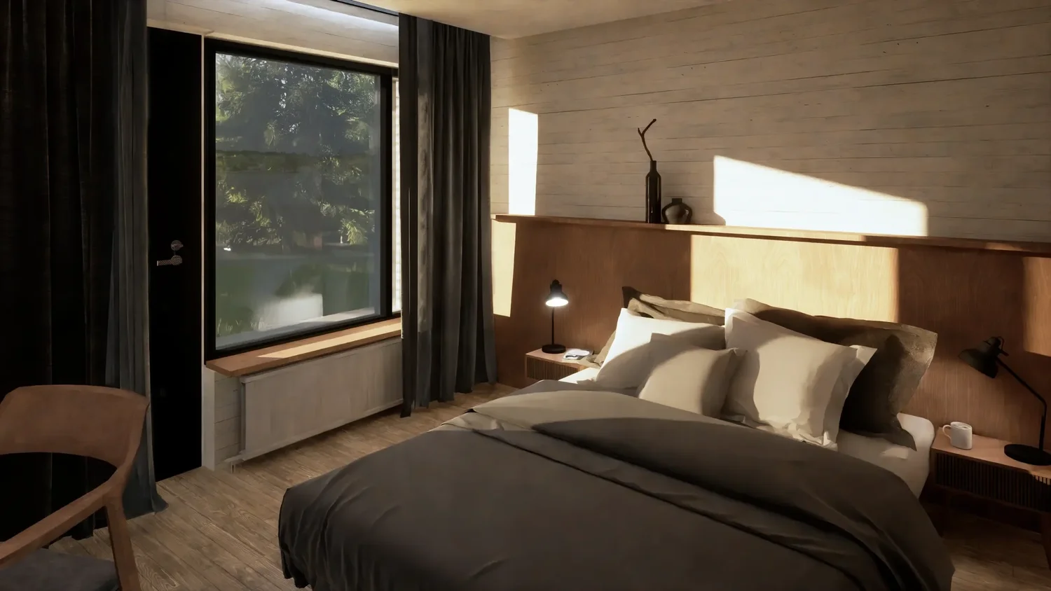 Private room with a king bed and ensuite bathroom