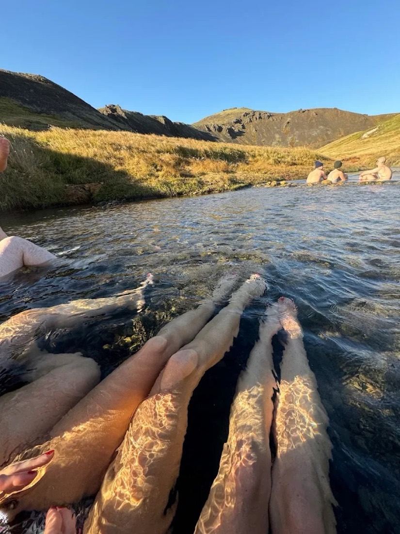 A wild hot spring in the Icelandic countryside